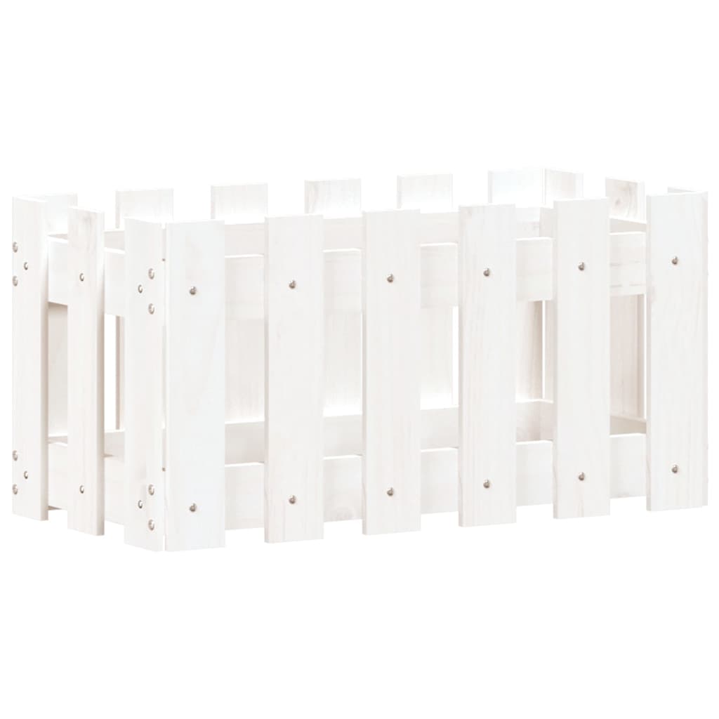Cache-pot design palissade blanc 60x30x30 cm bois de pin