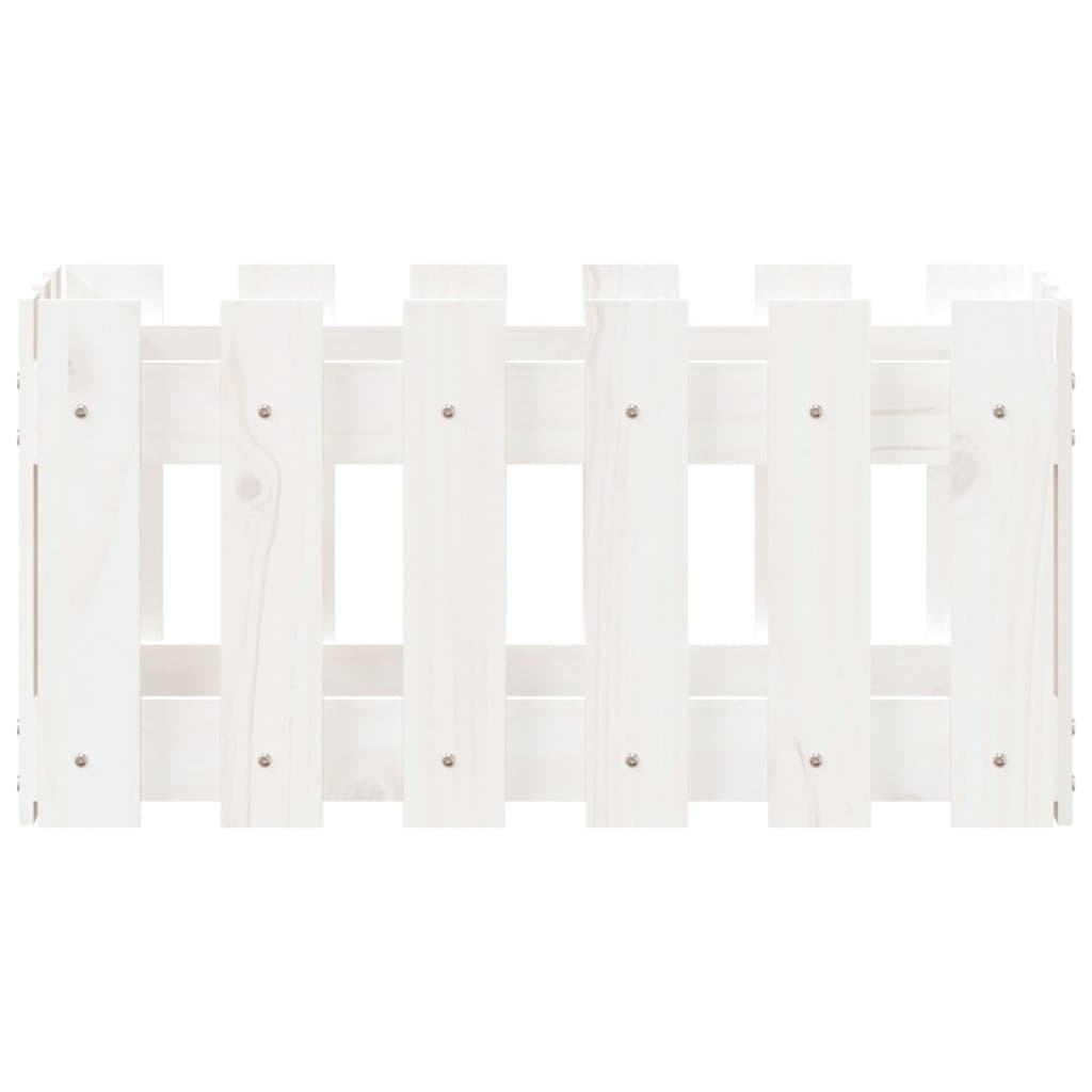 Cache-pot design palissade blanc 60x30x30 cm bois de pin