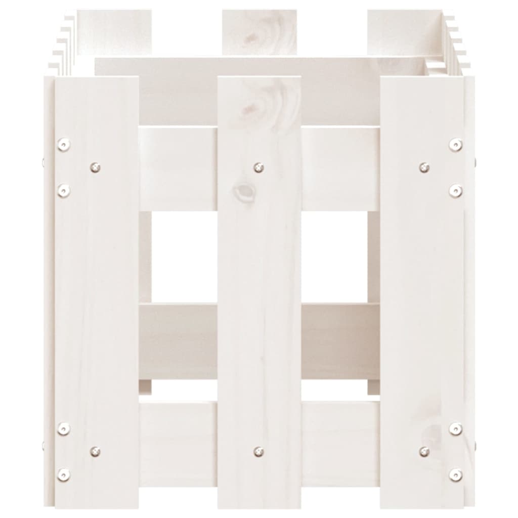Cache-pot design palissade blanc 60x30x30 cm bois de pin