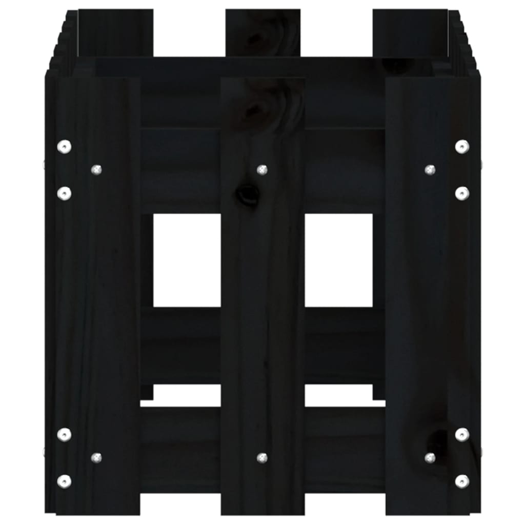 Cache-pot design palissade noir 60x30x30 cm bois de pin