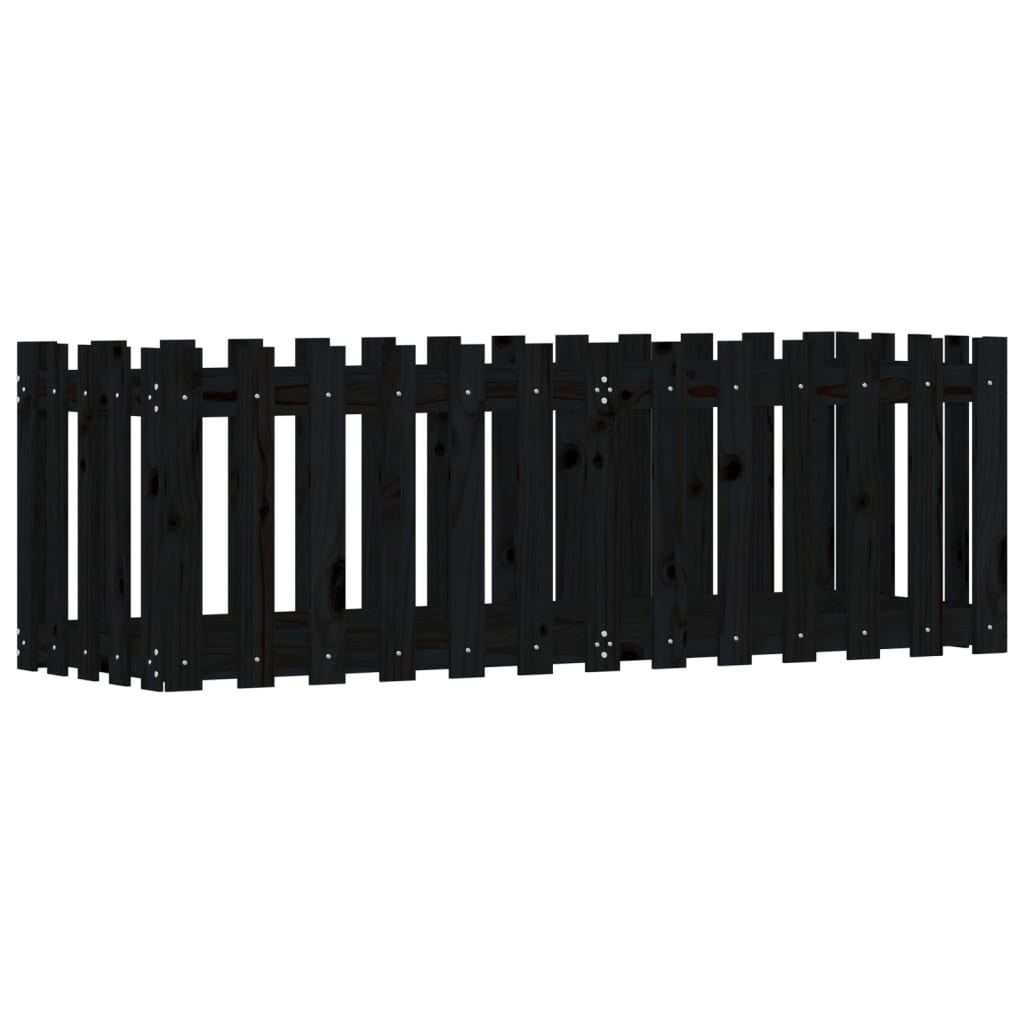 Raised bed slatted design black 150x50x50 cm solid pine wood