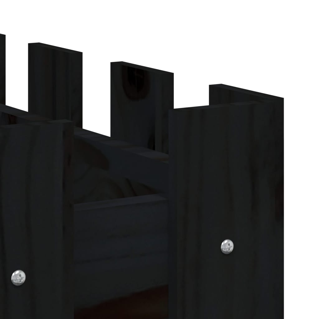 Raised bed slatted design black 150x50x50 cm solid pine wood