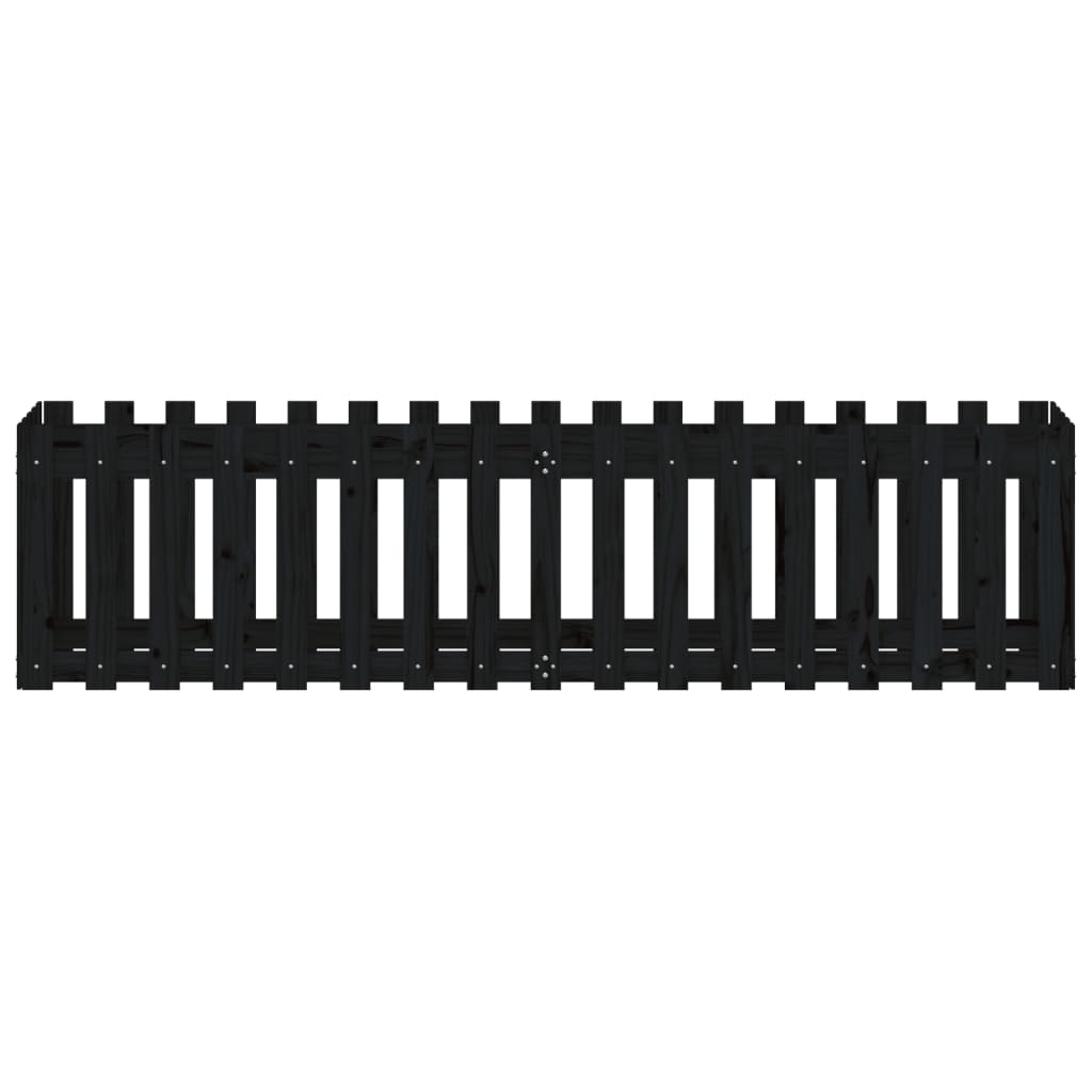 Raised bed slatted design black 200x50x50 cm solid pine wood