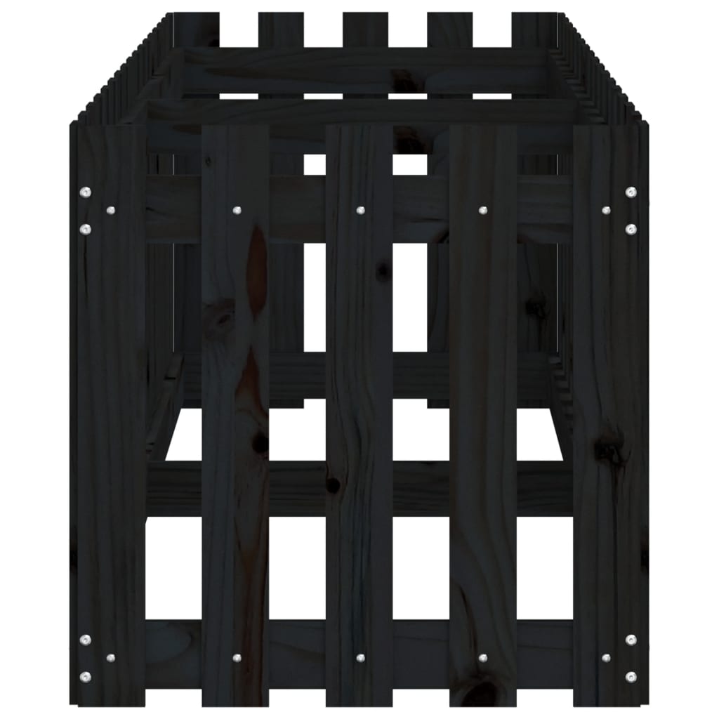 Raised bed slatted design black 200x50x50 cm solid pine wood