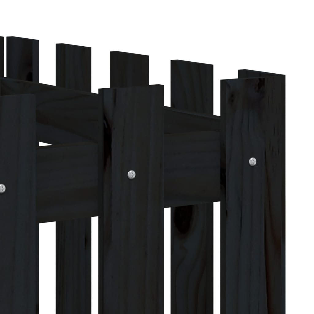 Raised bed slatted design black 200x50x50 cm solid pine wood