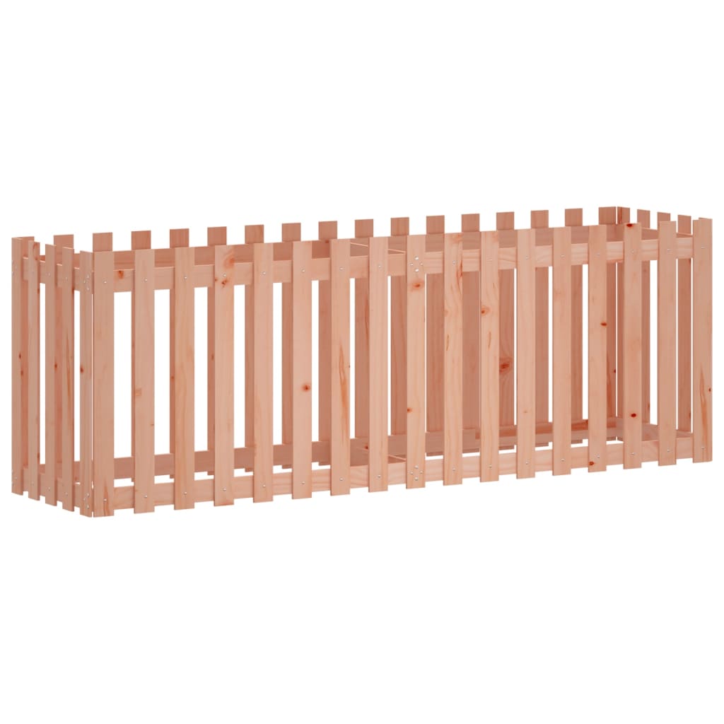 Raised bed picket fence design 200x50x70 cm solid Douglas fir wood