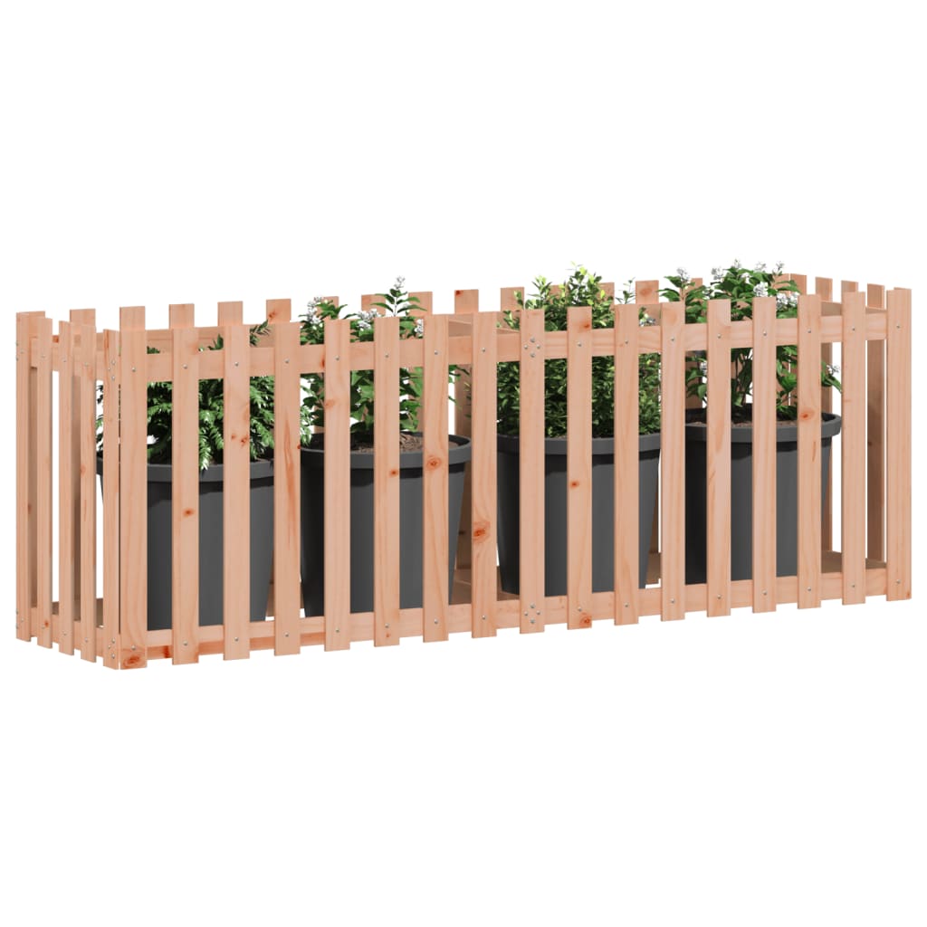 Raised bed picket fence design 200x50x70 cm solid Douglas fir wood