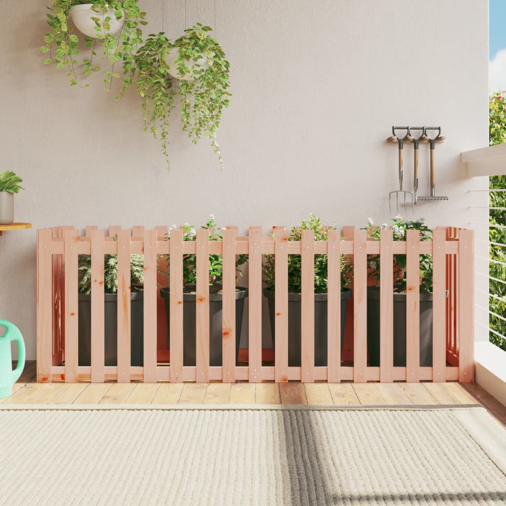 Raised bed picket fence design 200x50x70 cm solid Douglas fir wood