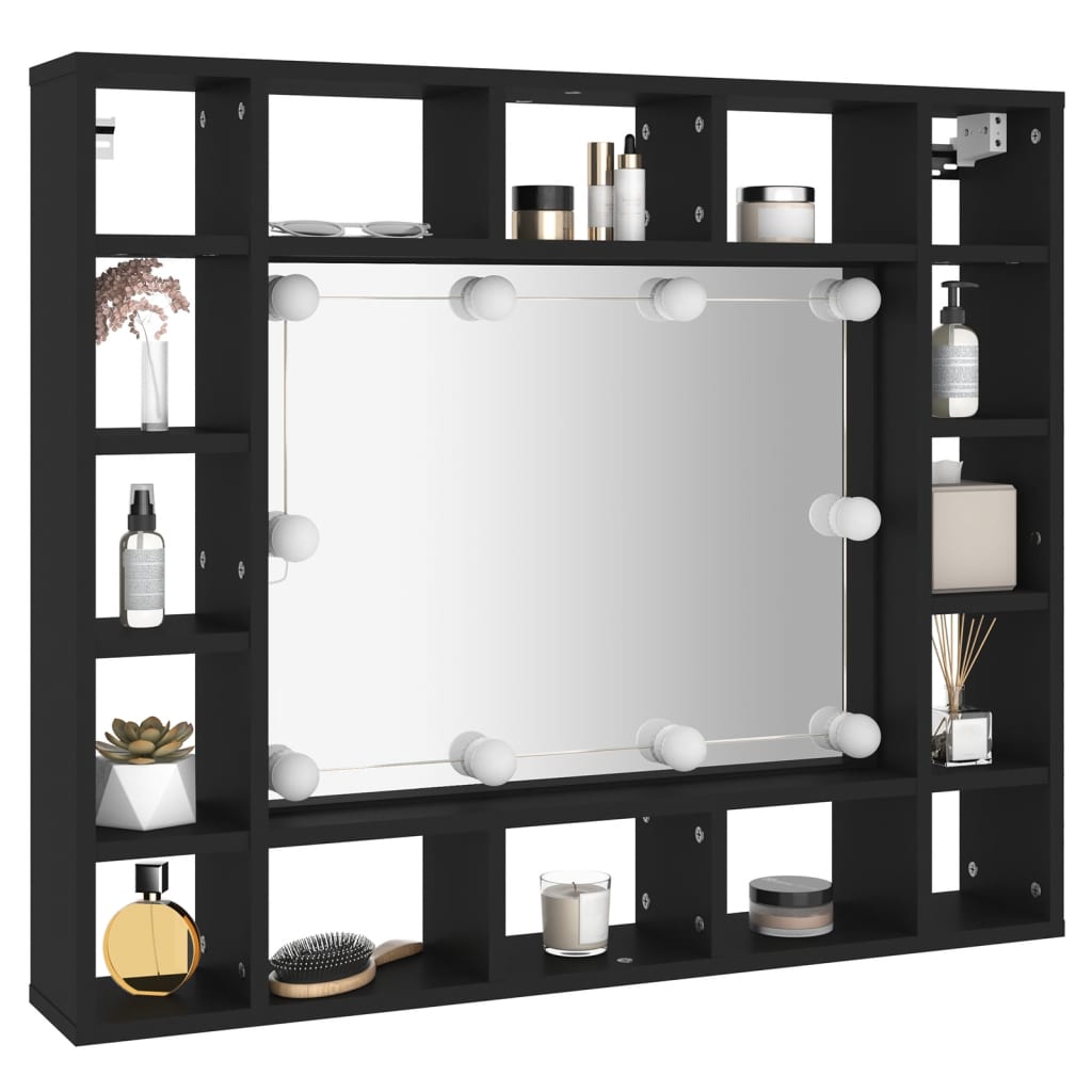 LED-Spiegelschrank Schwarz 91x15x76,5 cm