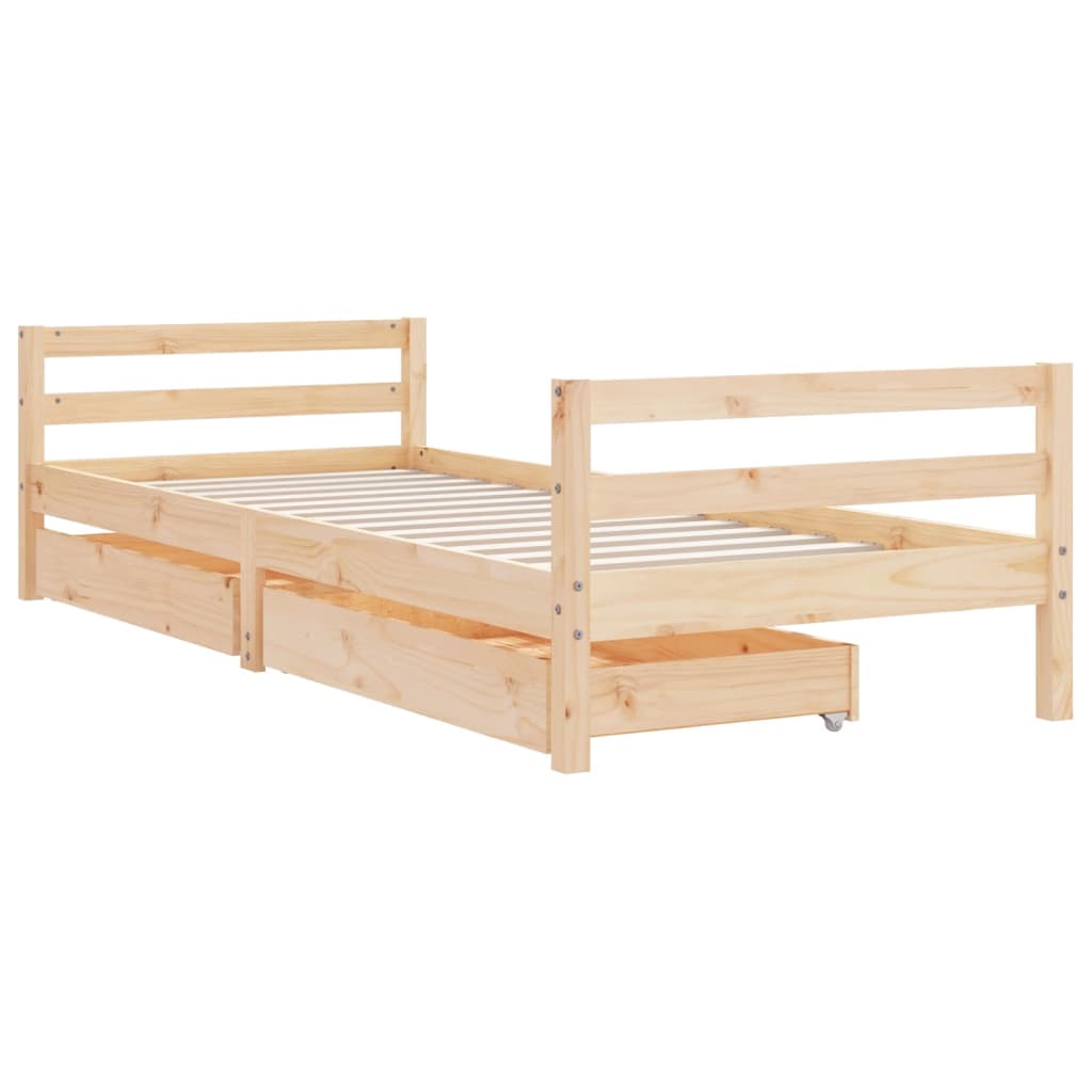 Children's bed with drawers 90x190 cm solid pine wood