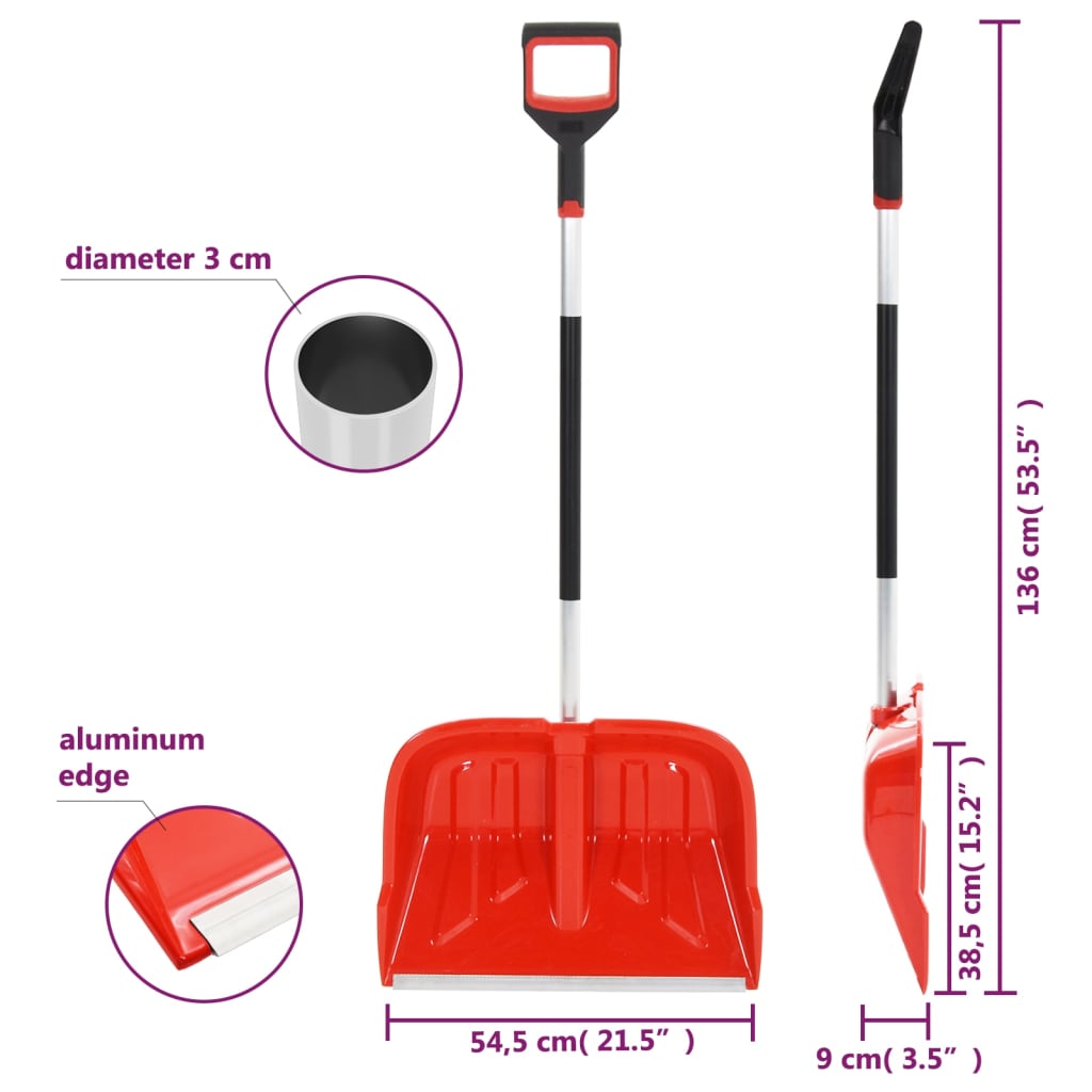 Snow shovel red 136 cm aluminum