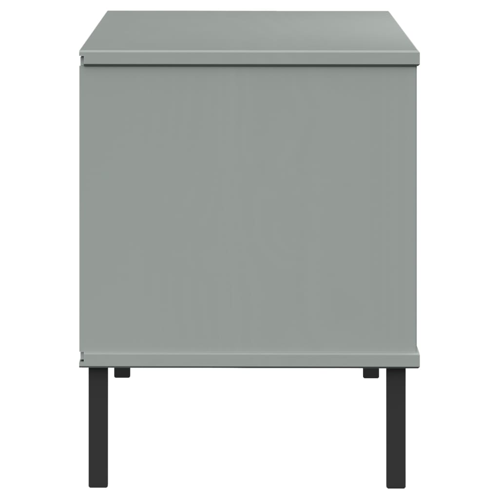 OSLO shoe rack with metal legs gray 106x35x45 cm solid wood