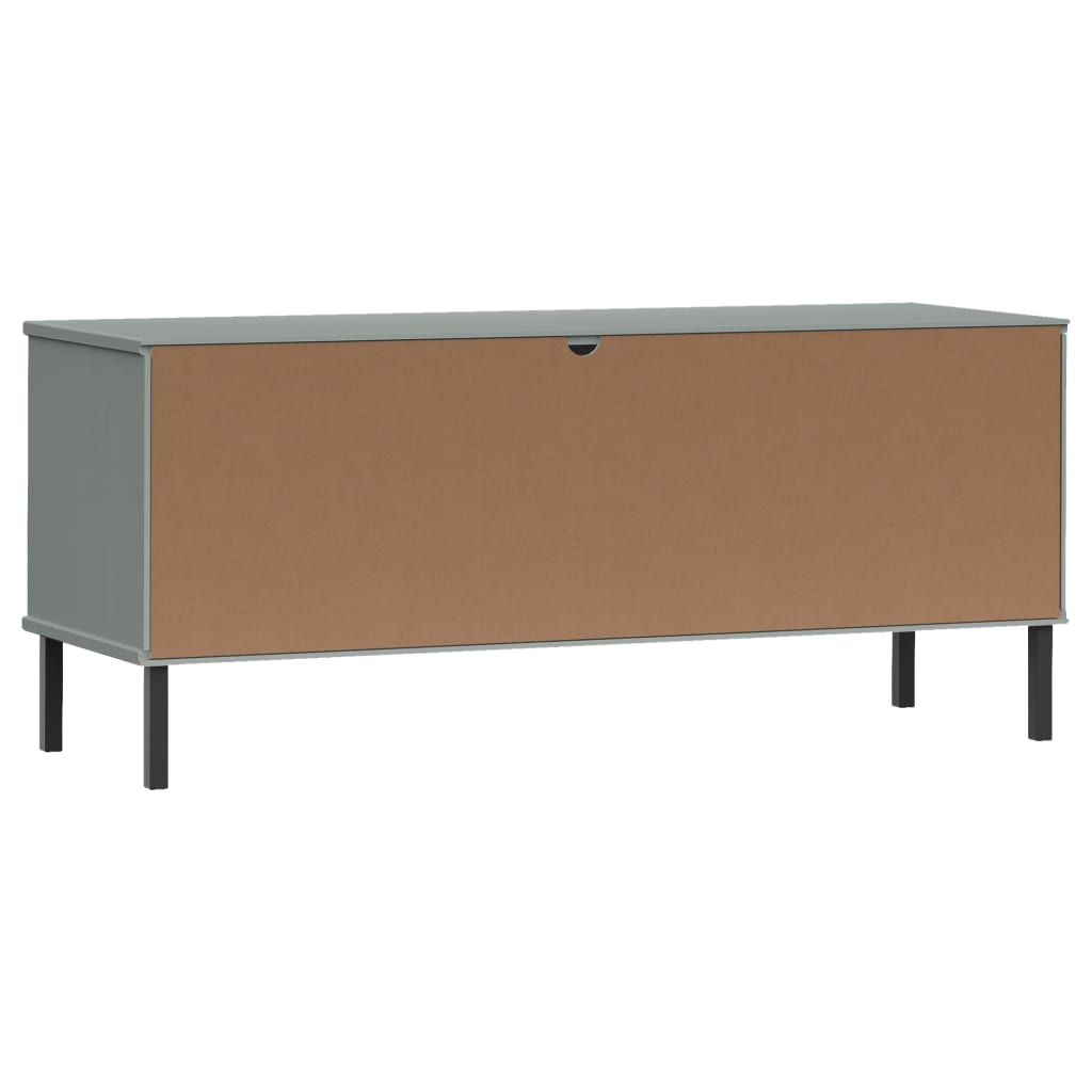 OSLO shoe rack with metal legs gray 106x35x45 cm solid wood