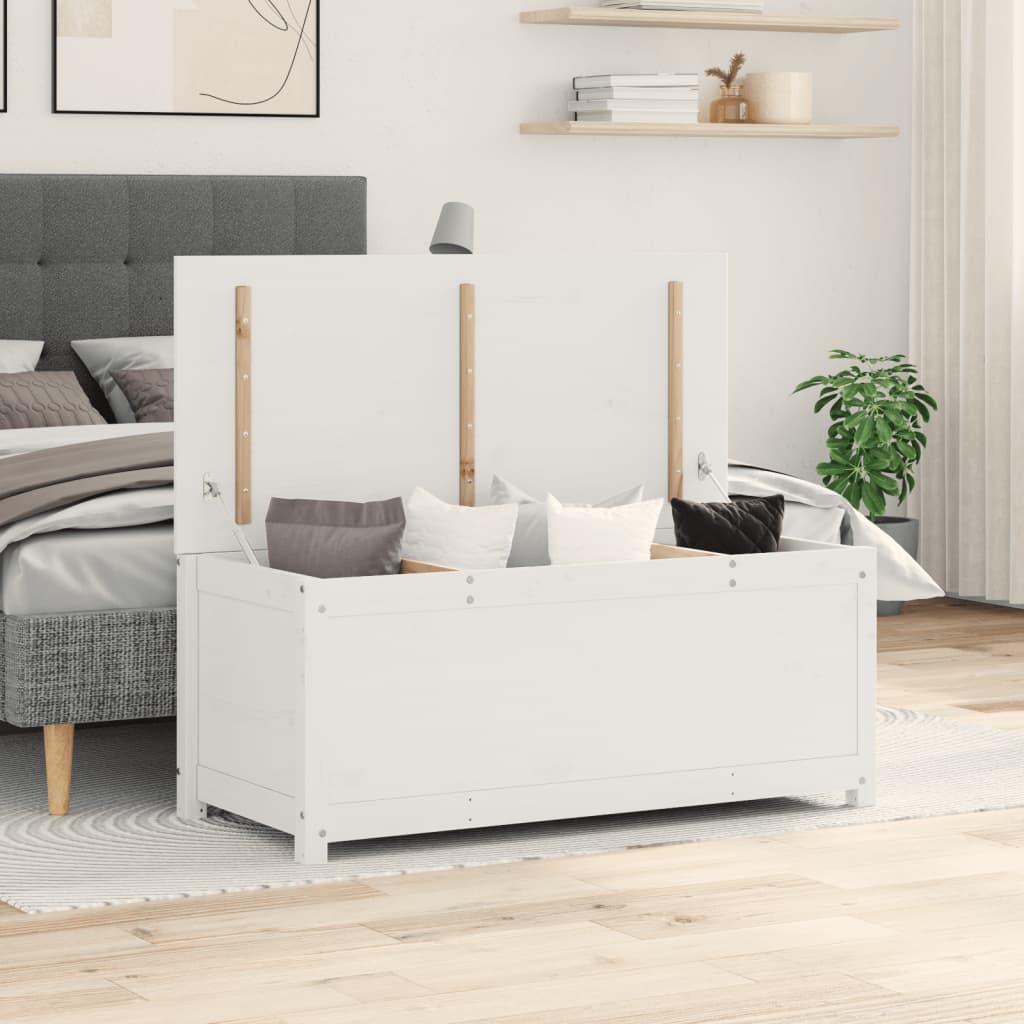 Chest white 110x50x45.5 cm solid pine wood