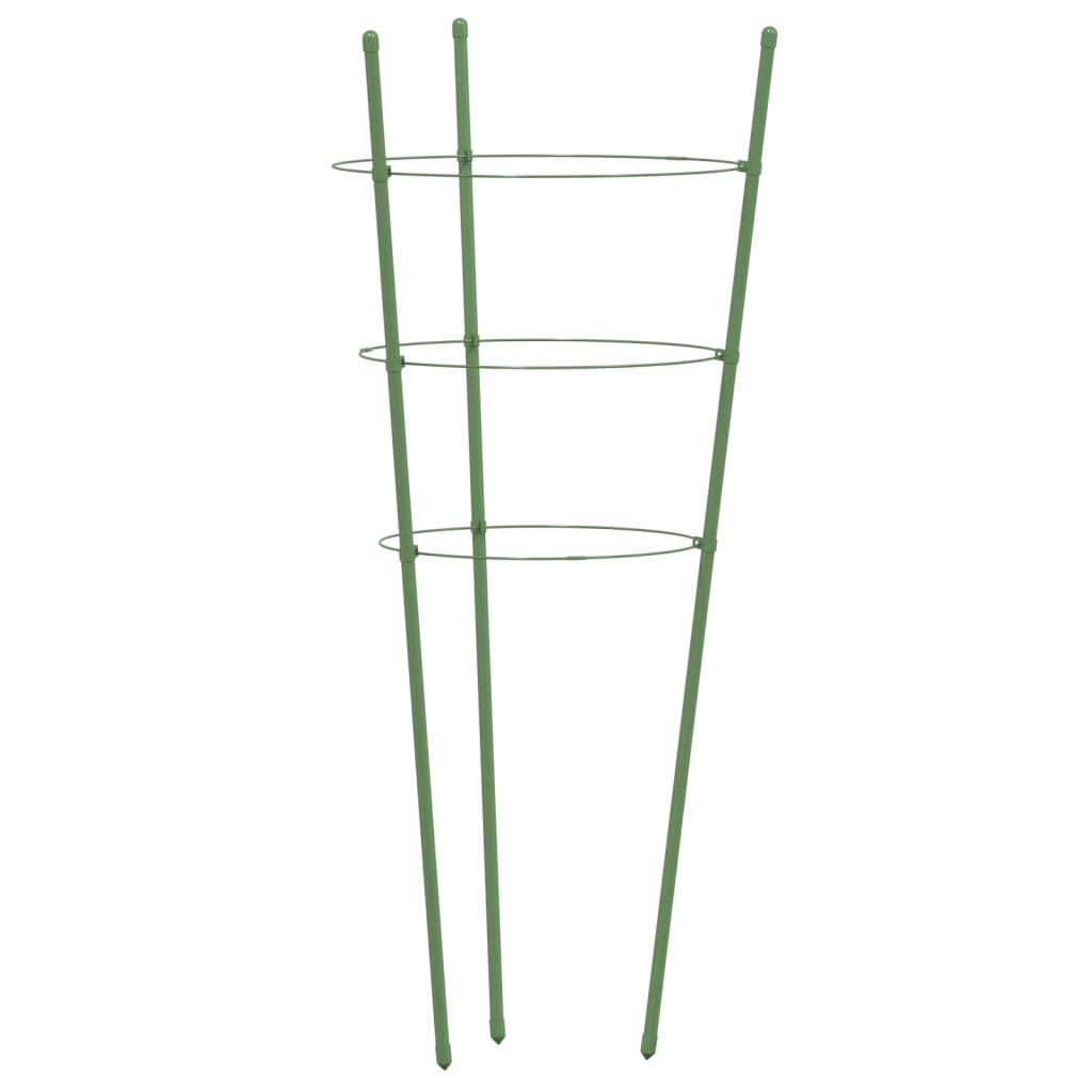 Plant supports with 3 rings 5 pcs. Green 60 cm steel