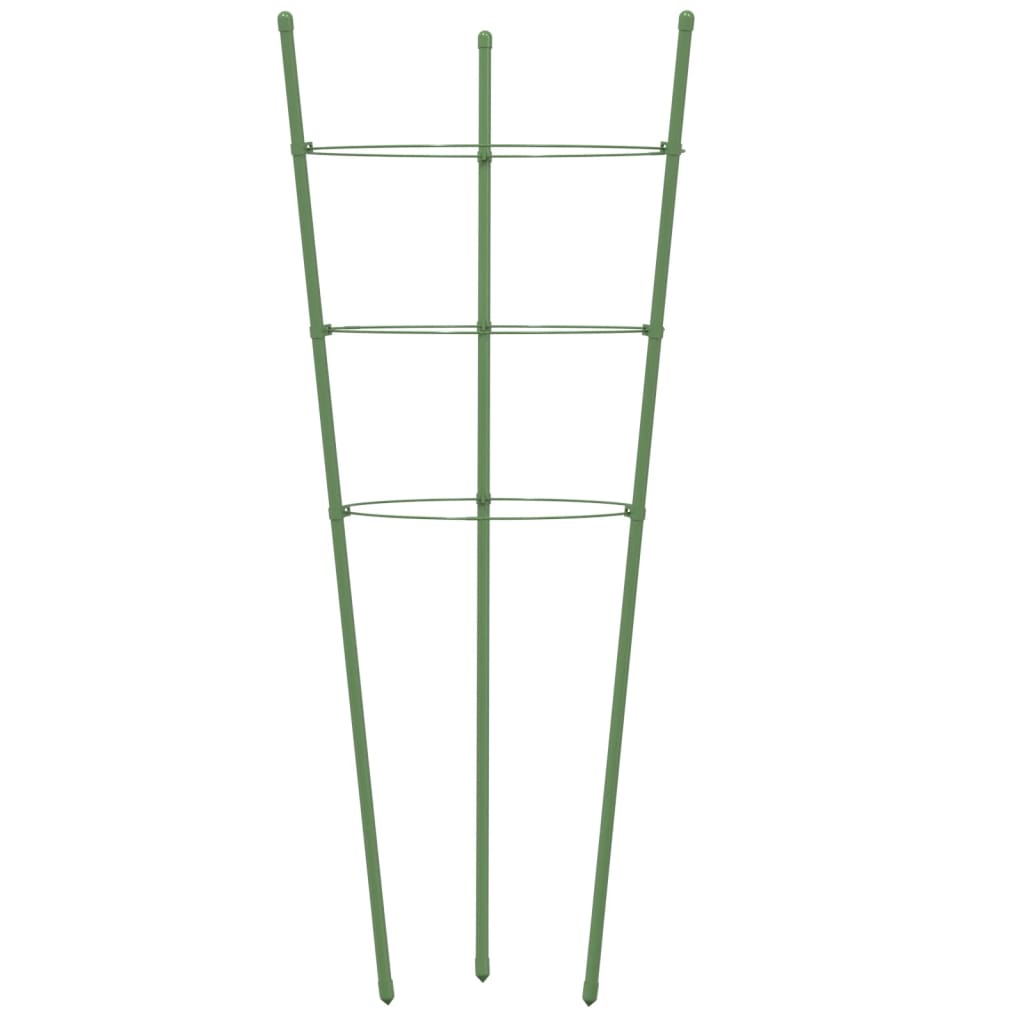 Plant supports with 3 rings 5 pcs. Green 60 cm steel