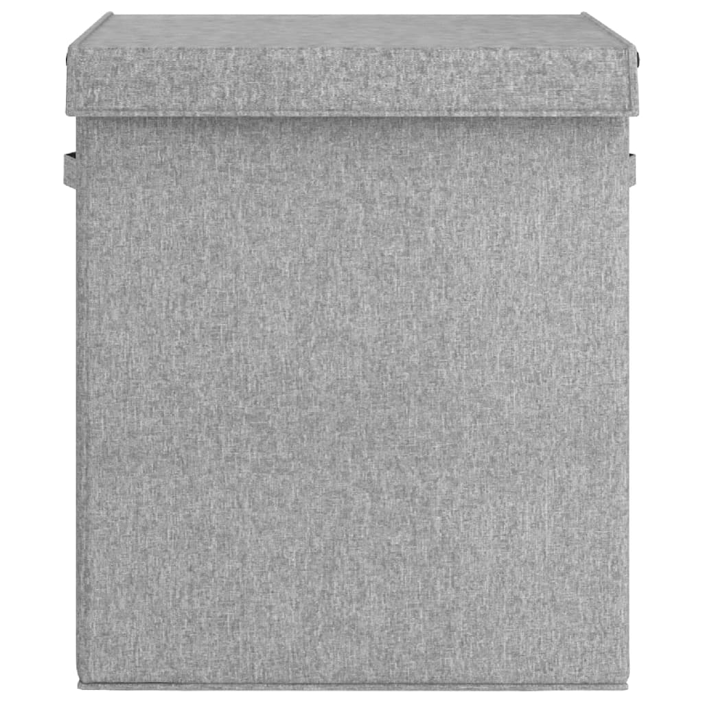 Foldable laundry basket gray 51x34.5x59 cm imitation linen fabric