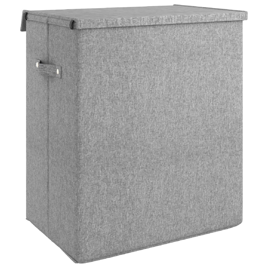 Foldable laundry basket gray 51x34.5x59 cm imitation linen fabric