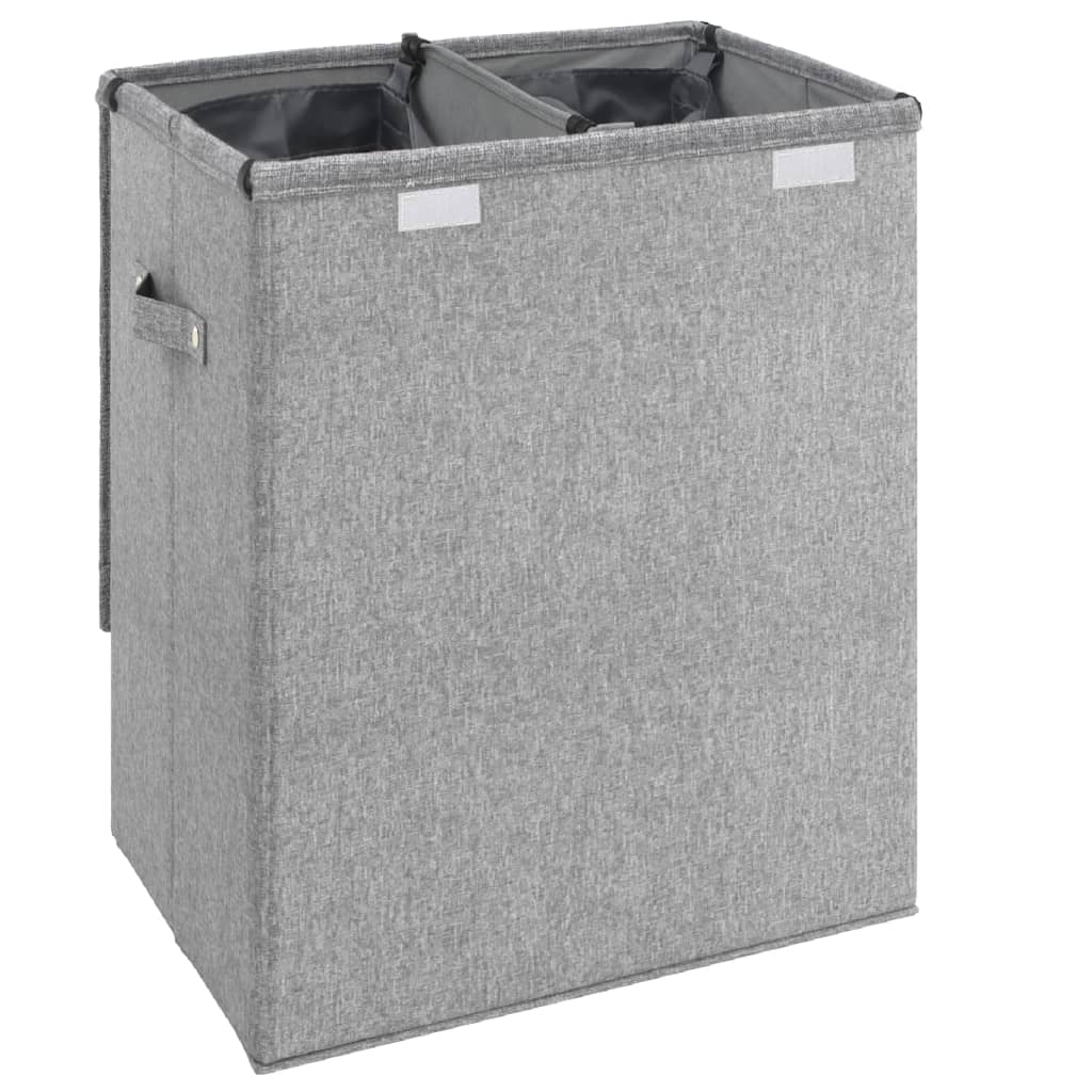 Foldable laundry basket gray 51x34.5x59 cm imitation linen fabric