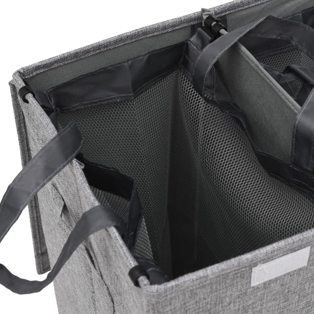 Foldable laundry basket gray 51x34.5x59 cm imitation linen fabric