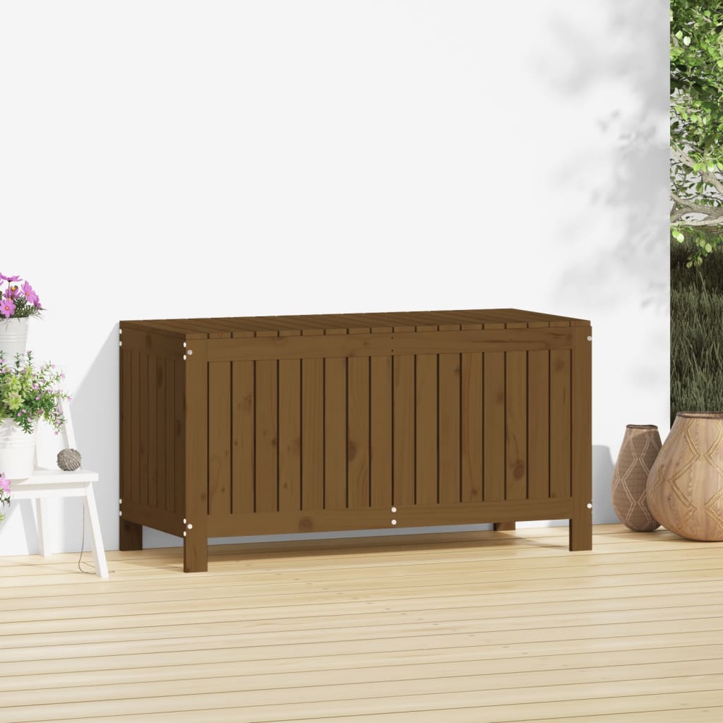 Garden chest honey brown 115x49x60 cm solid pine wood