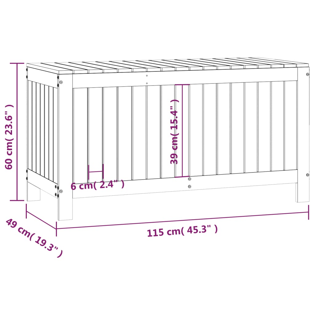 Garden chest honey brown 115x49x60 cm solid pine wood