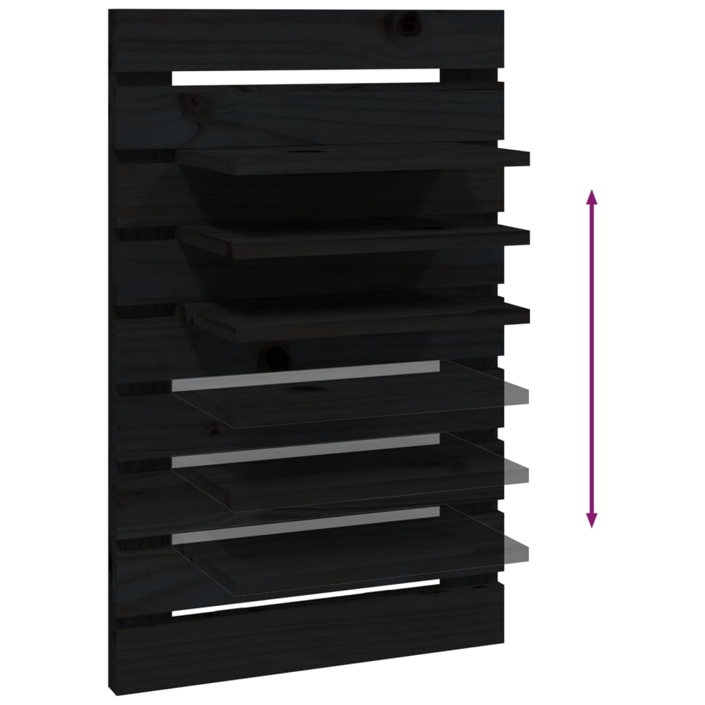 Wall bedside tables 2 pcs. Black solid pine wood