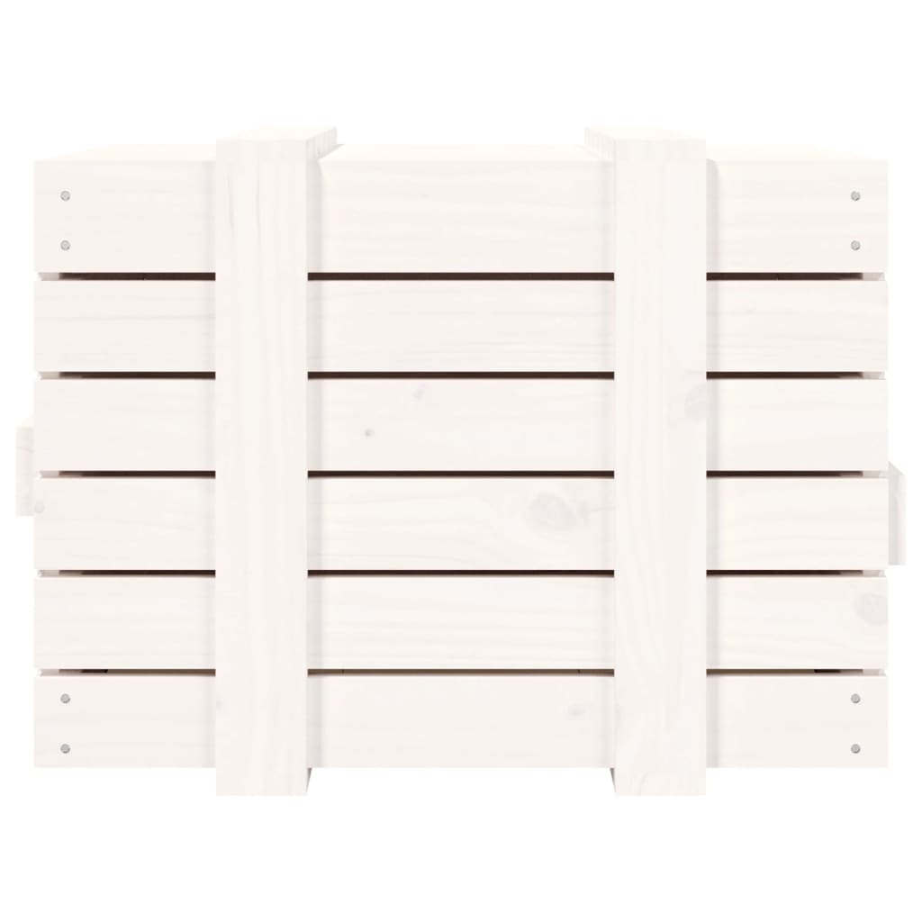 Coffre blanc 58x40,5x42 cm en bois de pin massif