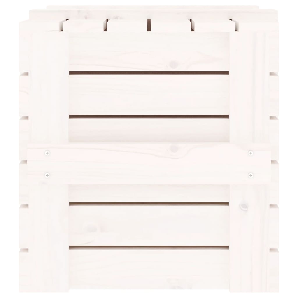 Coffre blanc 58x40,5x42 cm en bois de pin massif