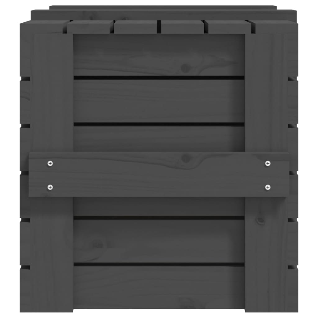 Coffre gris 58x40,5x42 cm en bois de pin massif