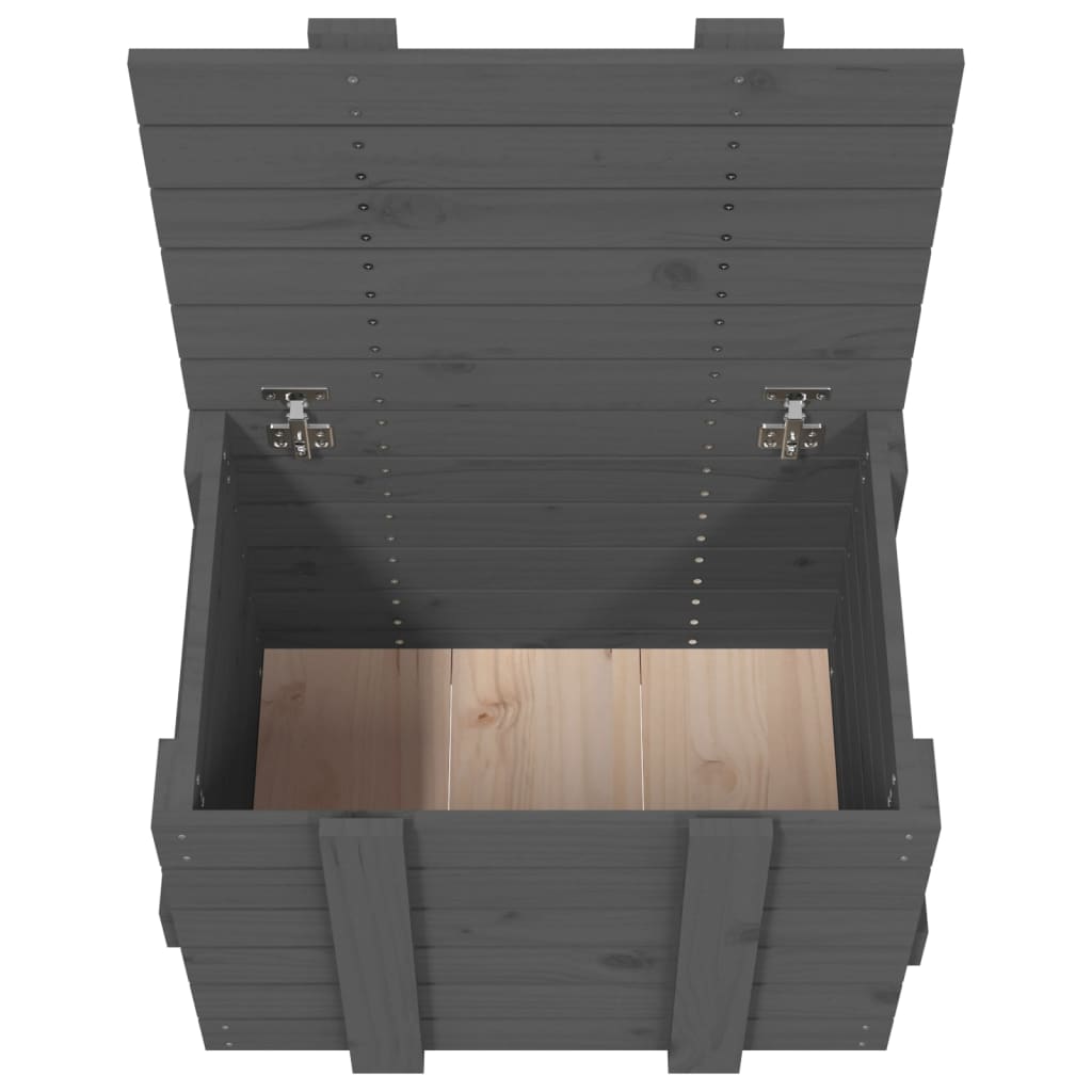Coffre gris 58x40,5x42 cm en bois de pin massif