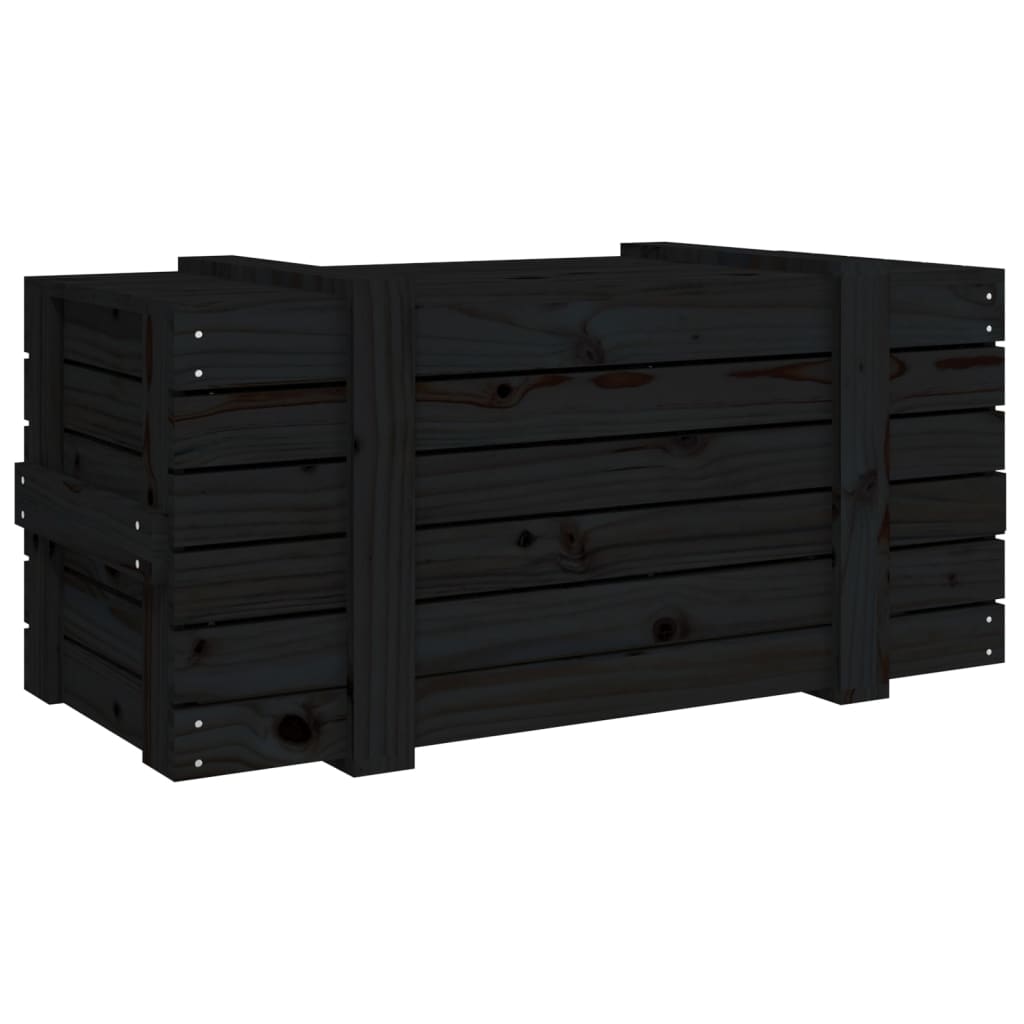 Coffre noir 91x40,5x42 cm en bois de pin massif