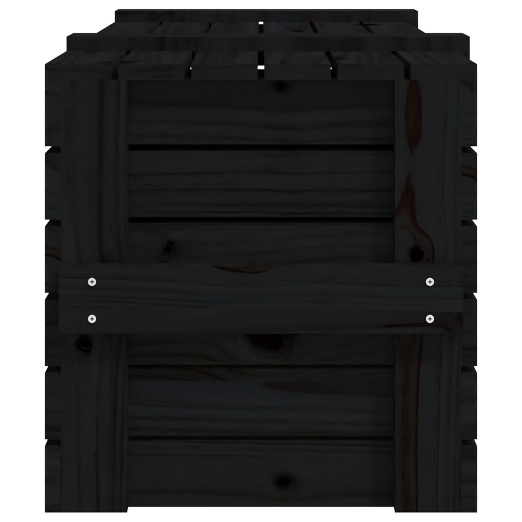Coffre noir 91x40,5x42 cm en bois de pin massif