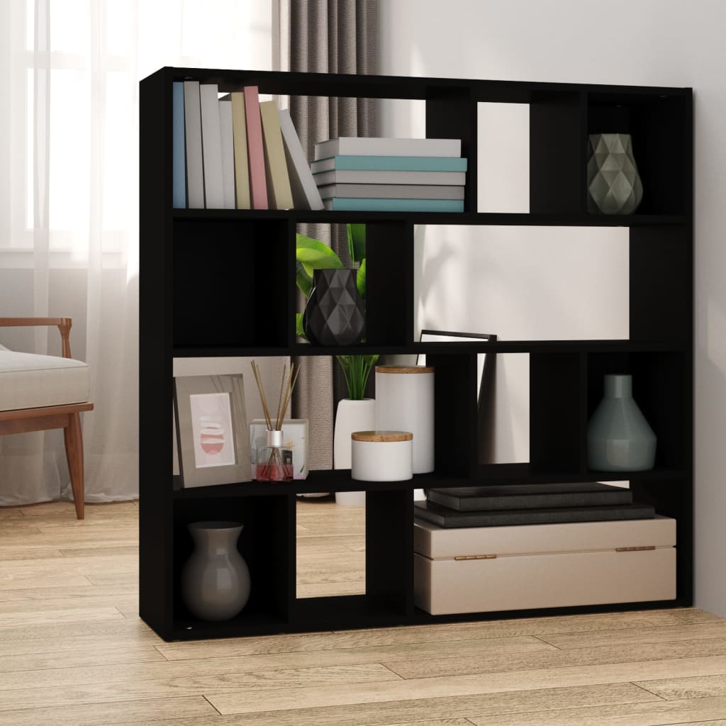 Bibliothèque/séparateur de pièce noir 105x24x102 cm