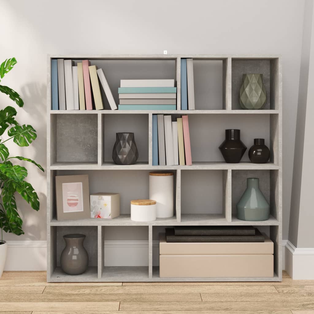 Bibliothèque/séparateur de pièce gris béton 105x24x102 cm