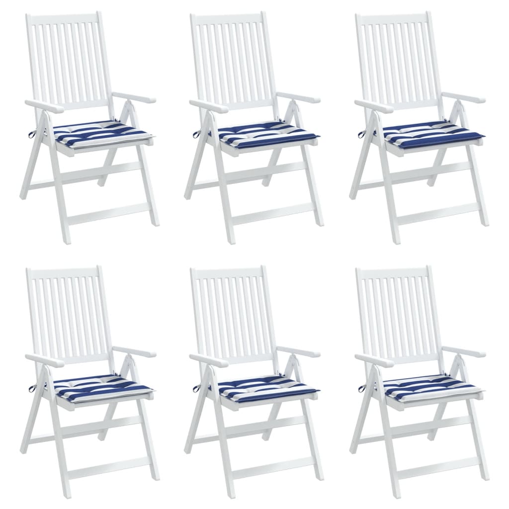 Garden Chair Cushions 6 pcs Blue & White Stripes 50x50x3cm Fabric