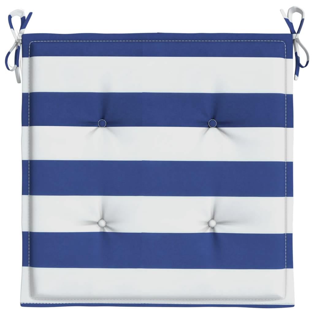 Garden Chair Cushions 6 pcs Blue & White Stripes 50x50x3cm Fabric