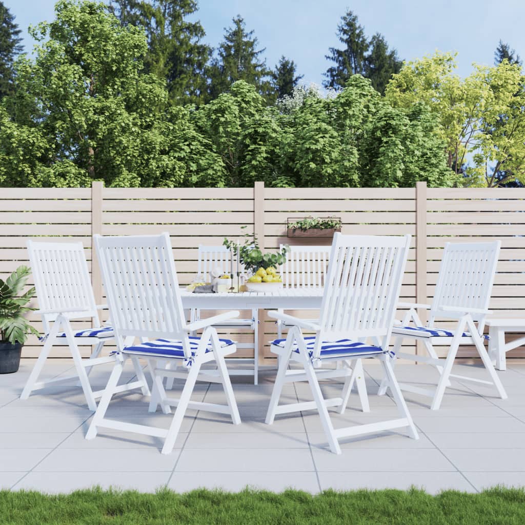 Garden Chair Cushions 6 pcs Blue & White Stripes 50x50x3cm Fabric