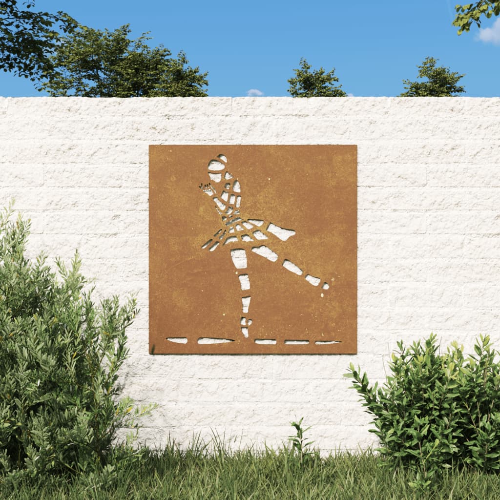 Garden wall decoration 55x55 cm Corten steel ballet dancer