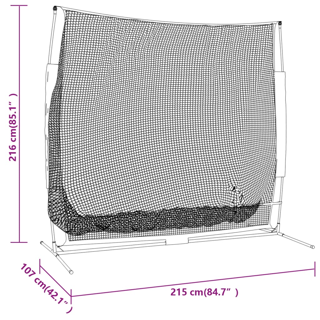 Baseball Net Portable Black and Red 215x107x216 cm Polyester