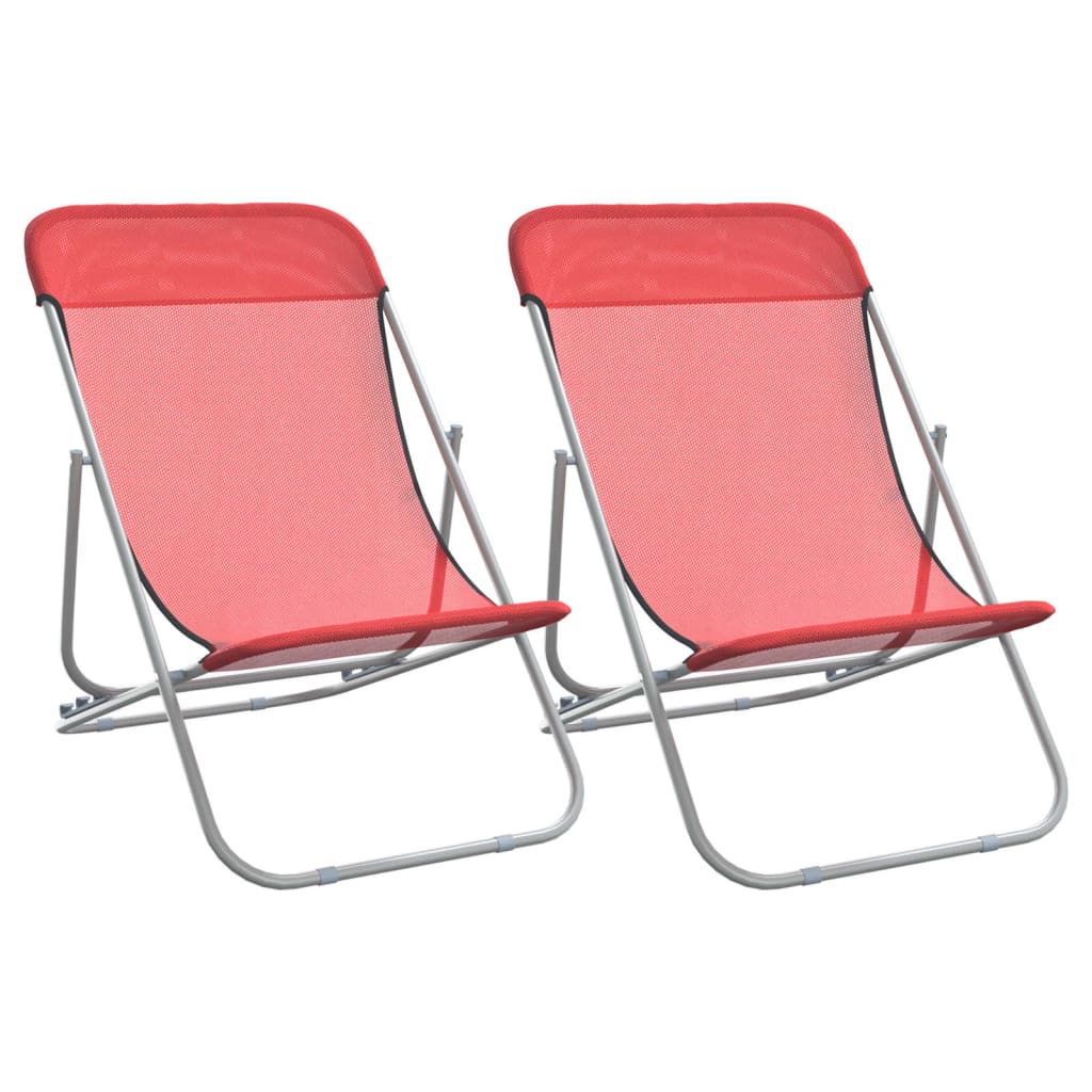 Beach Chairs 2 pcs. Red Textilene & Powder Coated Steel