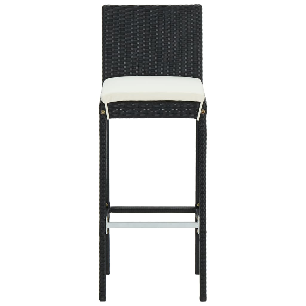 Bar stools with cushions 6 pcs. Black poly rattan