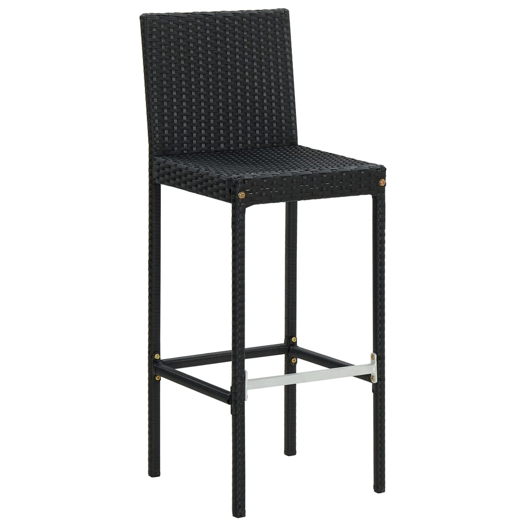 Bar stools with cushions 6 pcs. Black poly rattan