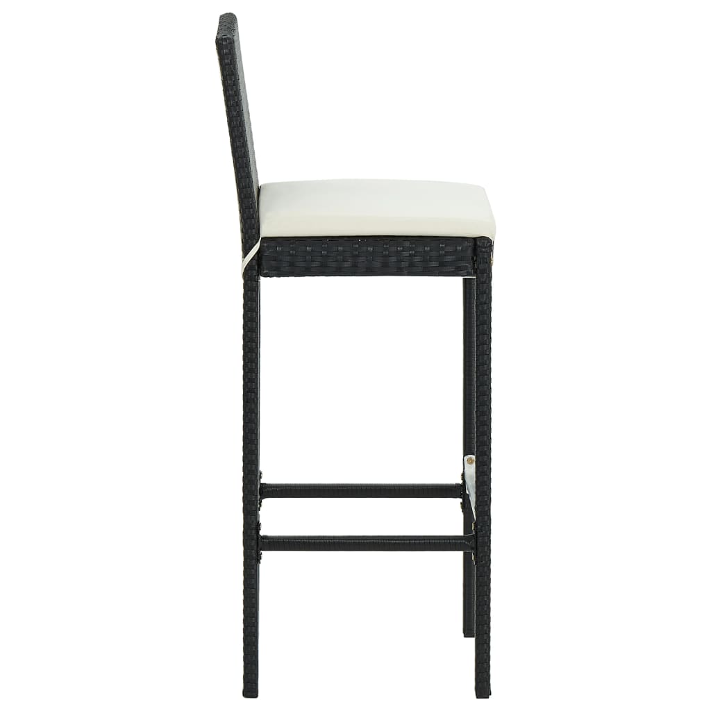 Bar stools with cushions 6 pcs. Black poly rattan