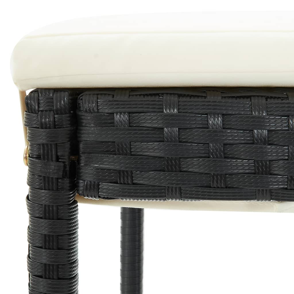 Bar stools with cushions 6 pcs. Black poly rattan