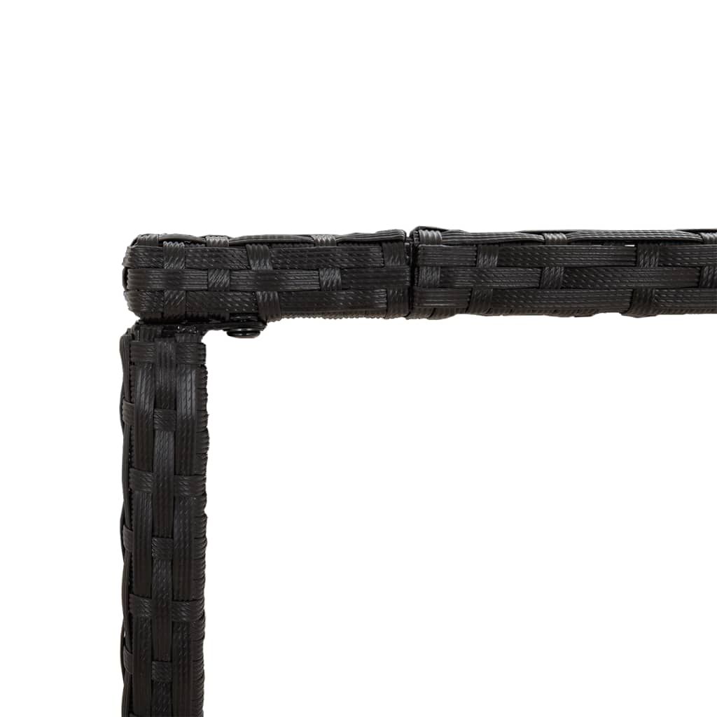 Bar table with glass top black 180x70x110 cm poly rattan