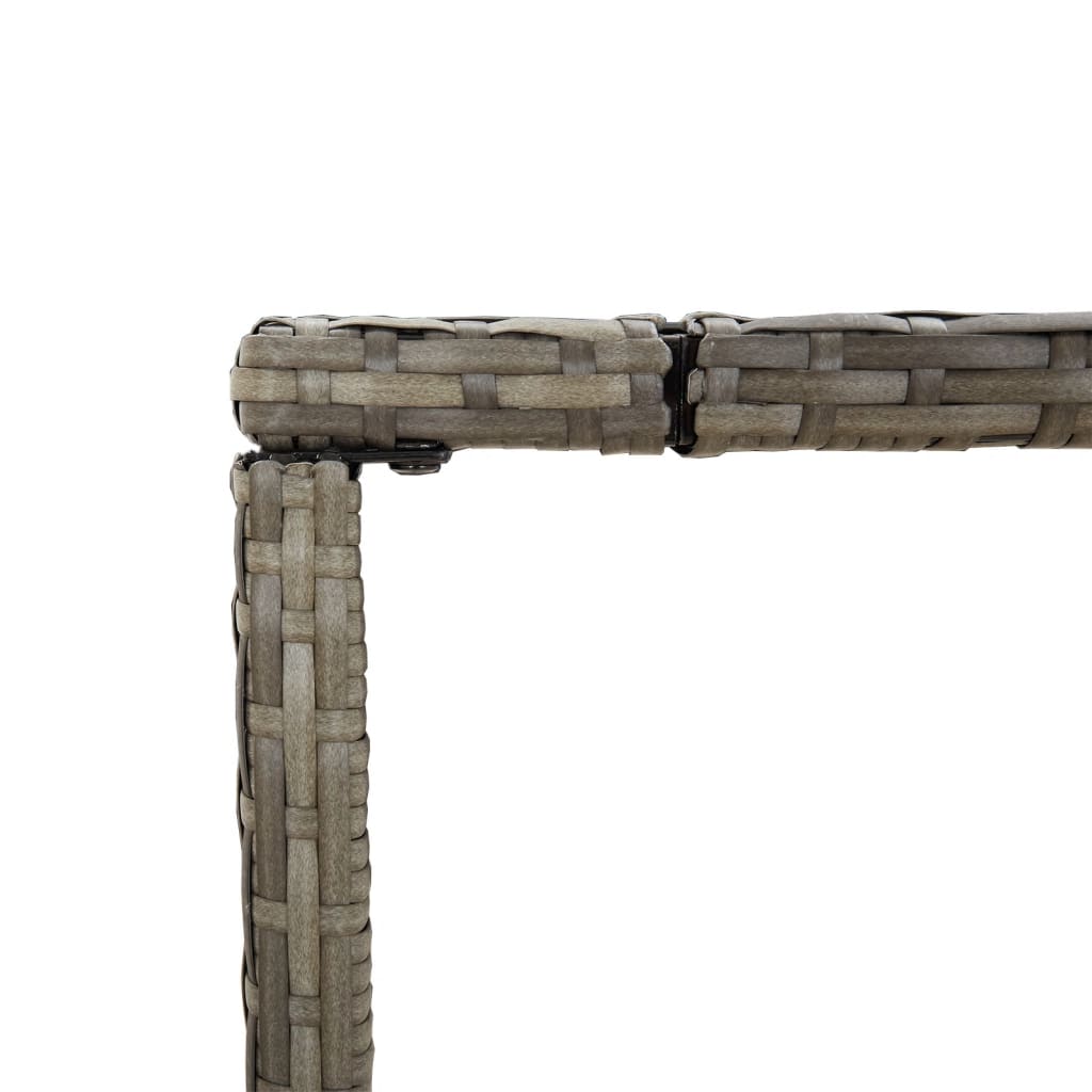 Bar table with glass top gray 180x70x110 cm poly rattan