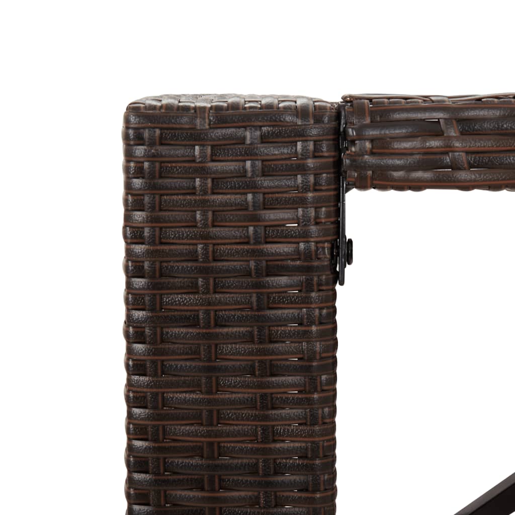 Bar table with glass top brown 185x80x110 cm poly rattan