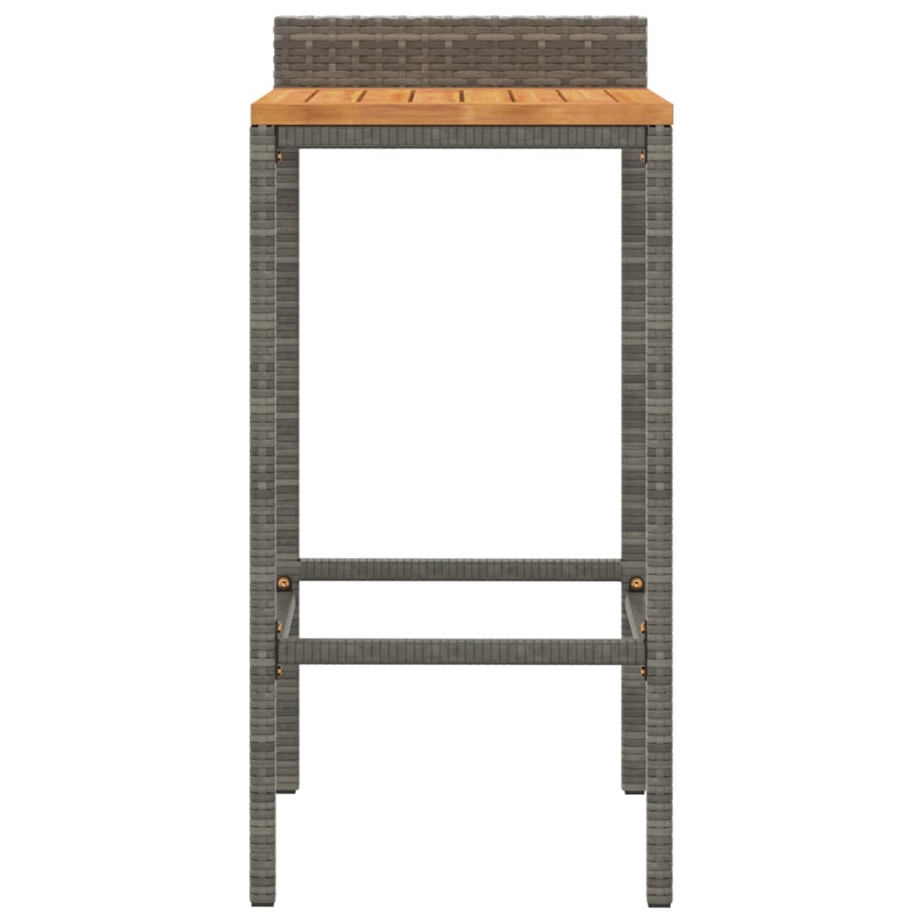 Bar stools 2 pcs. Gray poly rattan and solid acacia wood