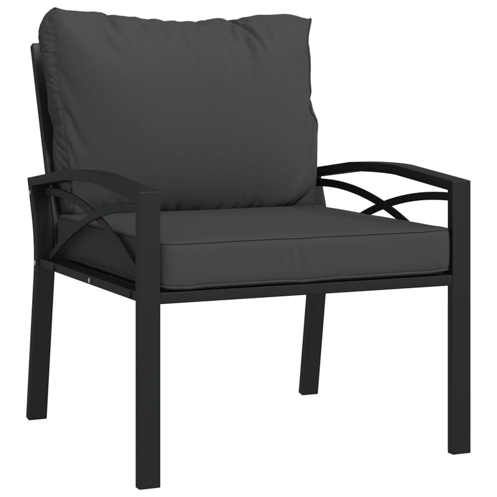 Garden chair with gray cushions 68x76x79 cm steel